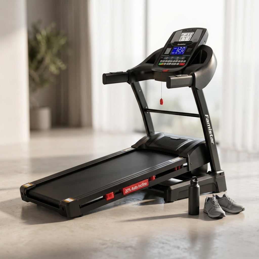 12MPH Folding Treadmill with 20% Auto Incline, 300-400 LB Capacity, Treadmills for Home Running Walking, 5.1HP Brushless Motor, Foldable Electric Treadmill Running Machine with APP & Bluetooth — Studio Shot