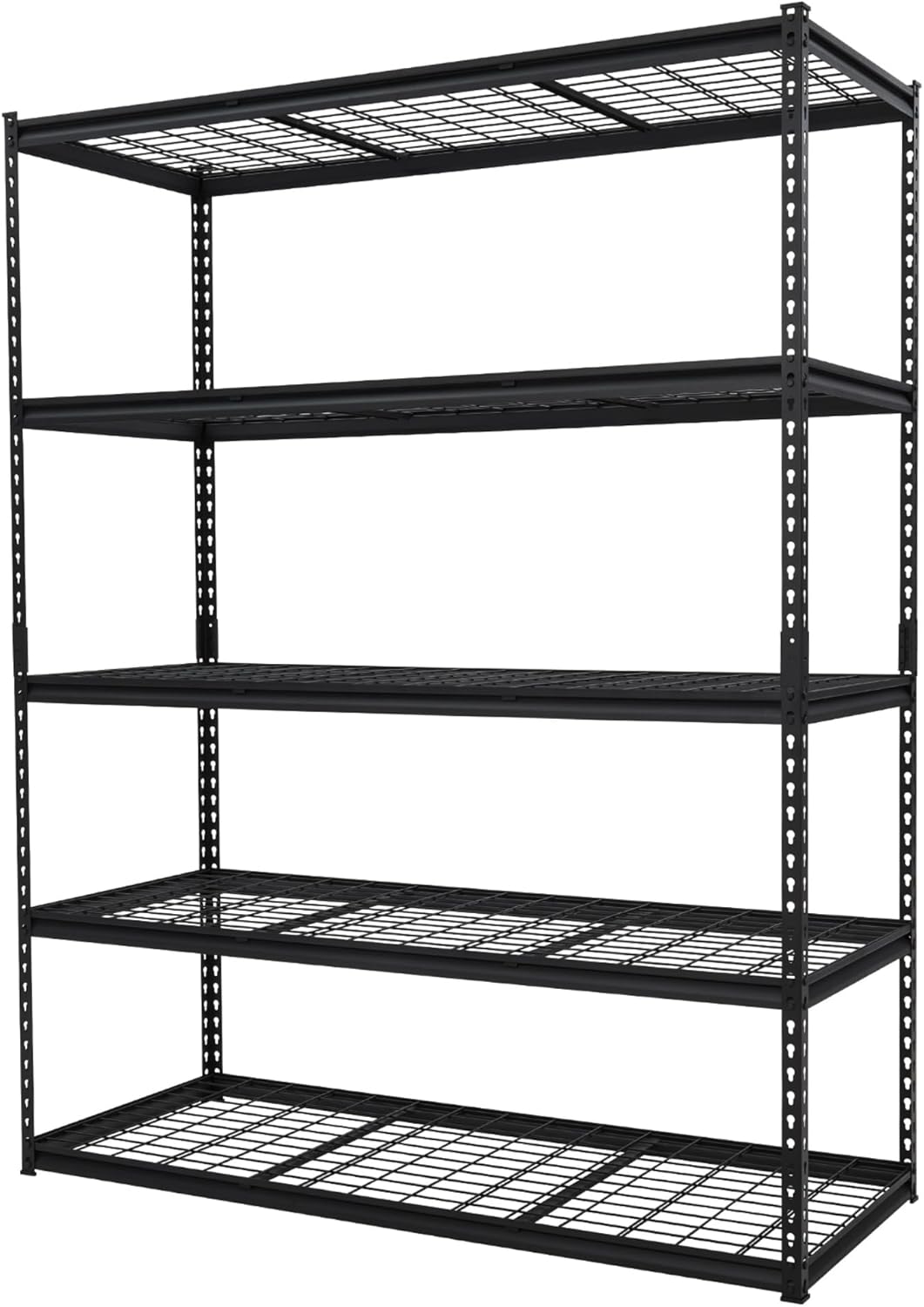 2500 LBS Storage Shelves, 5 Tier Garage Shelving, Heavy Duty, Adjustable Metal Shelving Unit, Industrial Utility Shelf Rack for Garage, Basement, Pantry, 72" H x 48" W x 18" D, Black