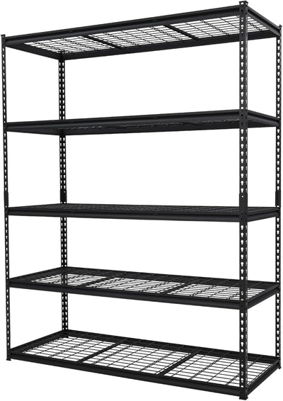 2500 LBS Storage Shelves, 5 Tier Garage Shelving, Heavy Duty, Adjustable Metal Shelving Unit, Industrial Utility Shelf Rack for Garage, Basement, Pantry, 72" H x 48" W x 18" D, Black