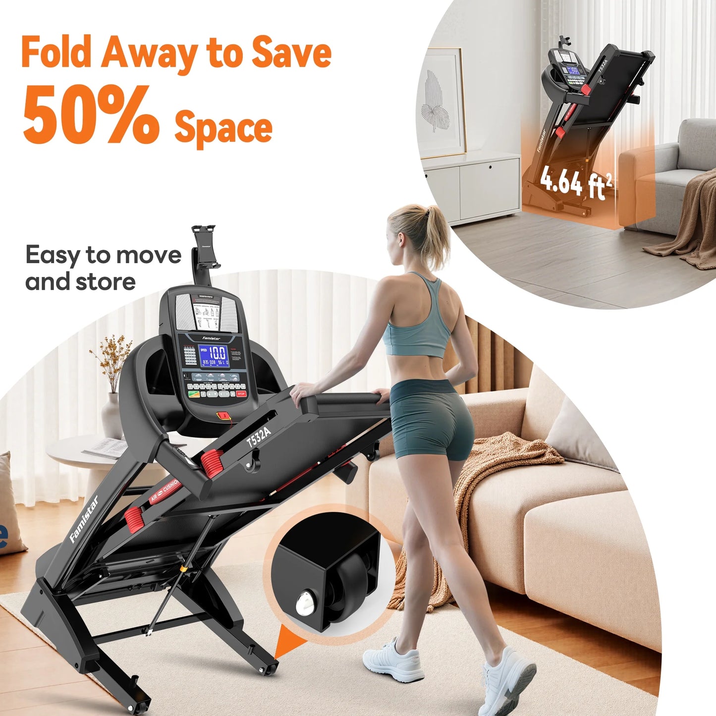 12MPH Folding Treadmill with 20% Auto Incline, 300-400 LB Capacity, Treadmills for Home Running Walking, 5.1HP Brushless Motor, Foldable Electric Treadmill Running Machine with APP & Bluetooth