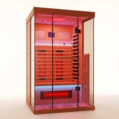 Infrared Sauna Built for Daily Wellness, Canadian Hemlock, Full Spectrum Heating, Panoramic Glass Door