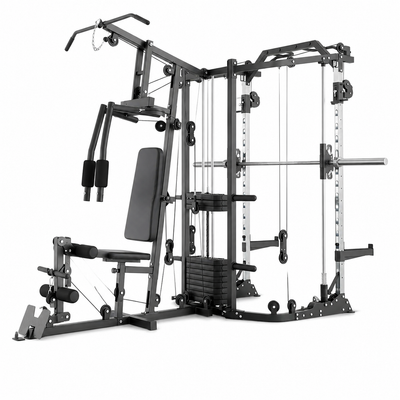 Smith Machine Power Cage, Multi-Function Home Gym System with Cable Crossover, 121LB Weight Stack