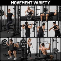 Smith Machine for Home Gym, Multi-Function M12 Power Cage with Cable Crossover System, Squat Rack with Smith Bar and More Attachment